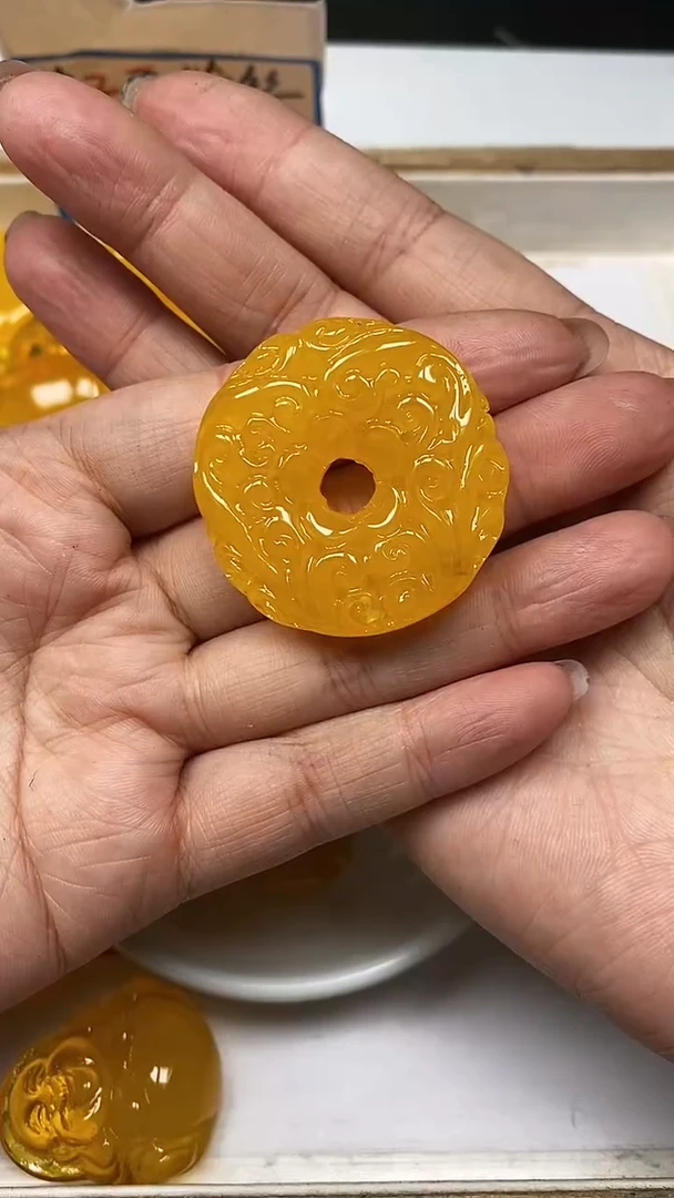 【闪购商品】蜜蜡裸石未镶嵌M453 蜜蜡 回纹平安扣 1个10元