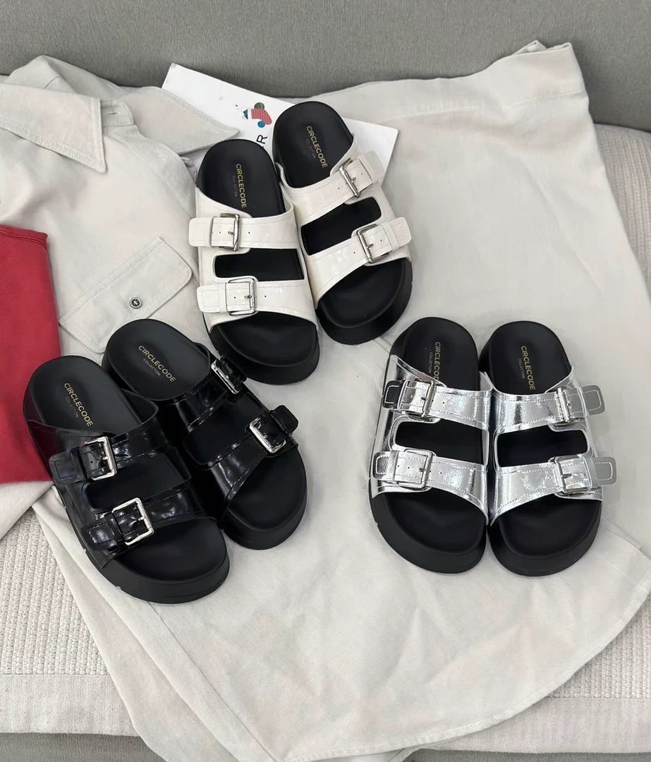 厚底真皮拖鞋女夏季百搭凉拖鞋复古休闲外穿松糕底平底凉鞋