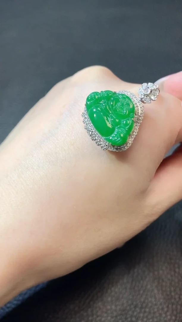 翡翠18K金镶嵌吊坠(不含链)D54