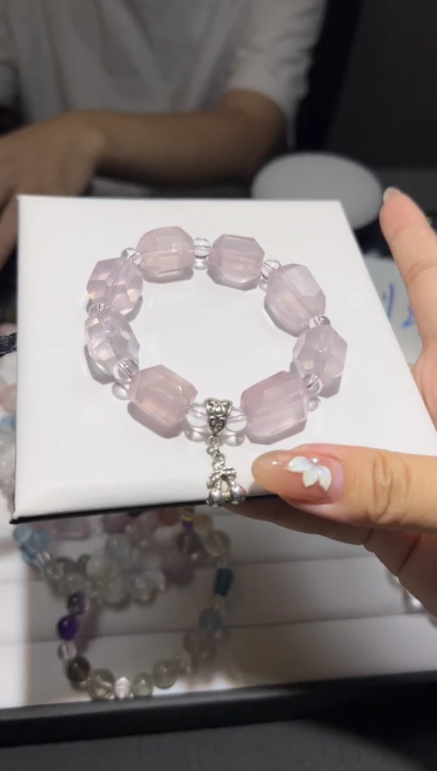 未镶嵌手链芙蓉石紫马粉随型手串diy