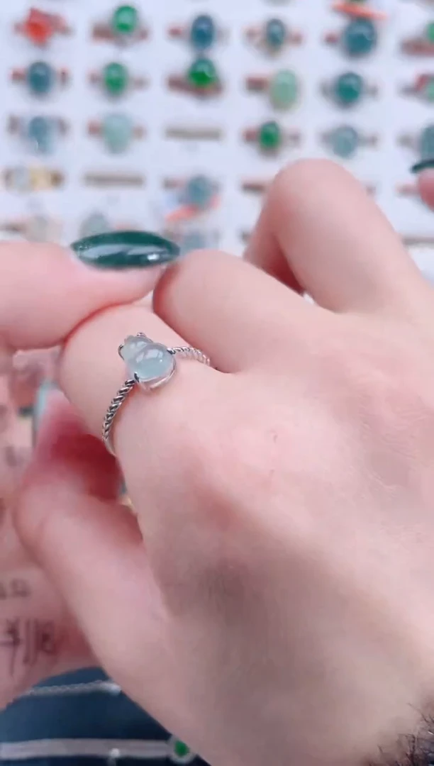 银S925镶嵌戒指翡翠天然翡翠