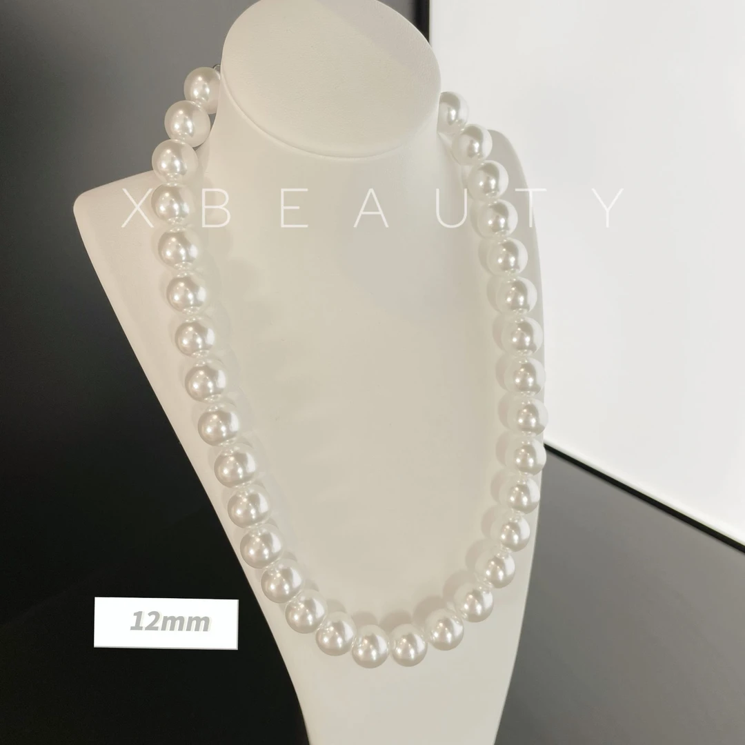 吊坠925银 【大点位】12-14mm正圆极光白珠气质千金珍珠锁骨项链