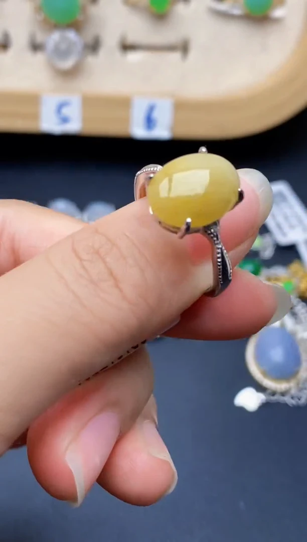 银S925镶嵌戒指翡翠8486