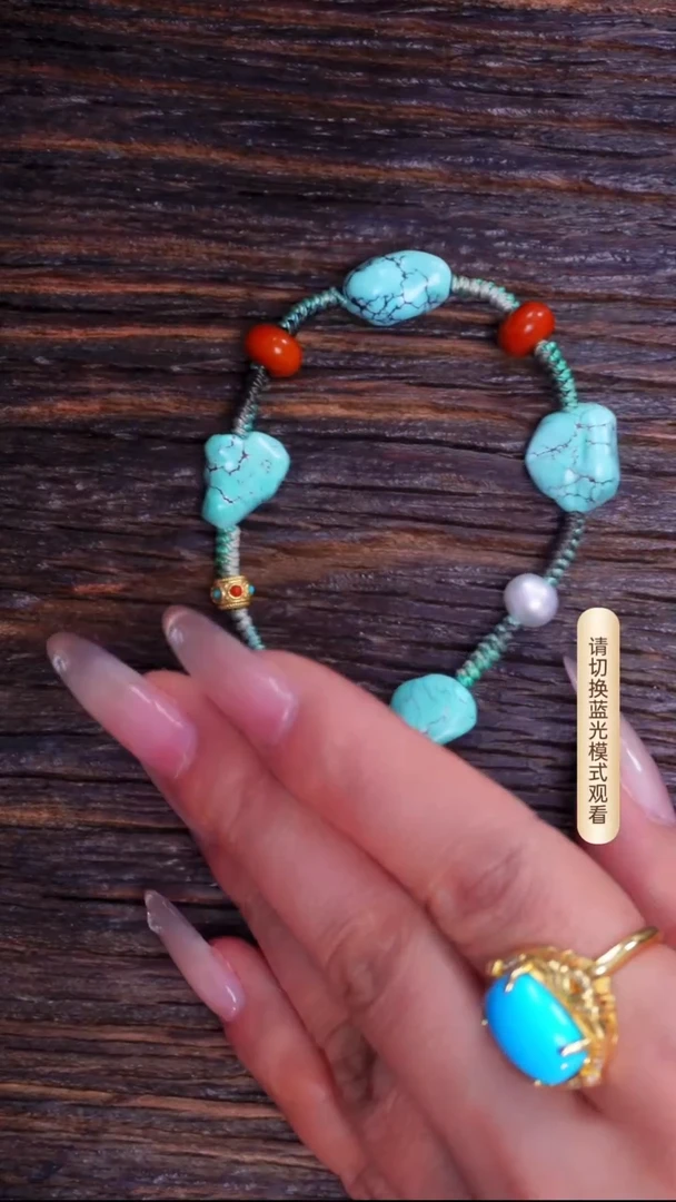 银S925镶嵌绿松石手链发货一件