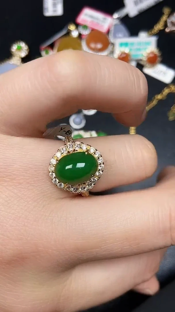 银S925镶嵌戒指翡翠1210