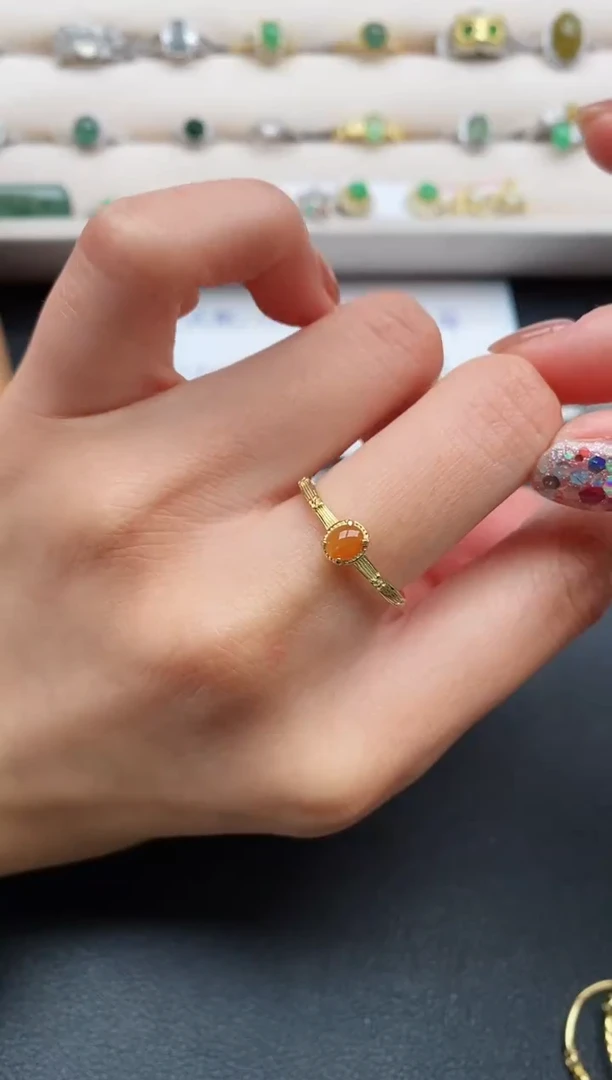 银S925镶嵌戒指翡翠缅甸天然A货翡翠11  2-9