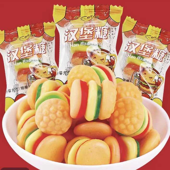 【临期】汉堡造型橡皮糖独立包装到手500克约48颗（保质期至26.1.1）