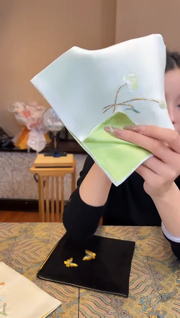 刺绣苏绣手工刺绣100桑蚕丝手帕