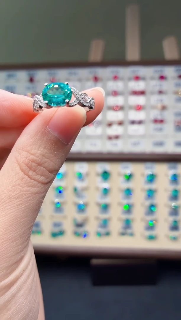 无925银925银 帕拉伊巴霓虹蓝色系列轻奢女神款式