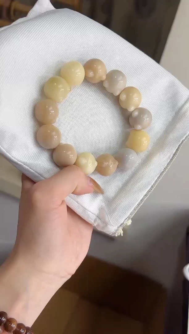 手串菩提根/象牙果沐l42干磨横孔猫猫头18mm手串