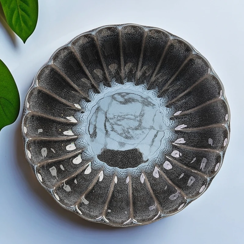 【复古轻奢】6.6英寸窑变釉家用陶瓷菜盘釉下彩黑泥莲花加深菜盘263