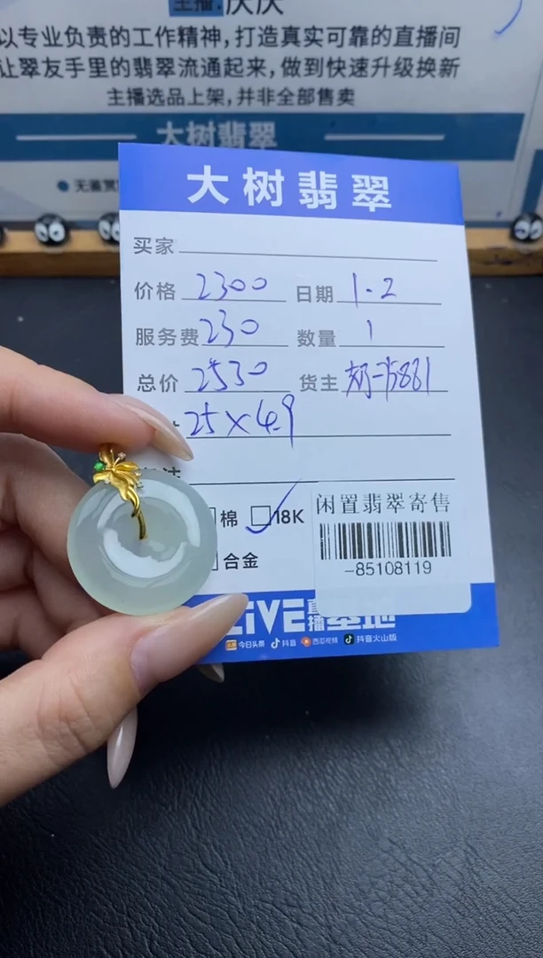 颈饰18K金镶嵌翡翠-85108119
