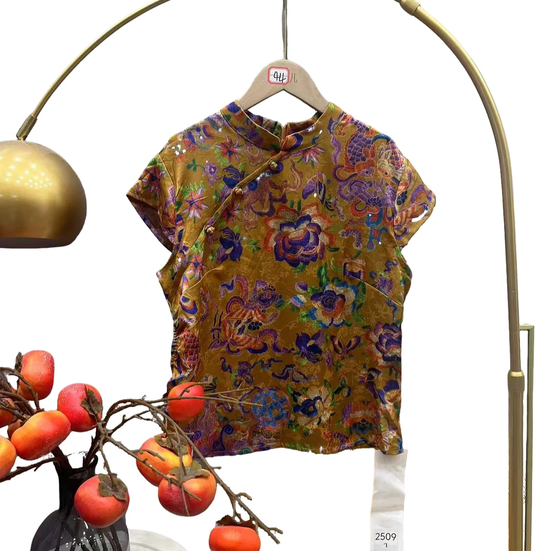 2025夏款2356新中式国风时尚洋气年轻款气质短款气质百搭T恤上衣