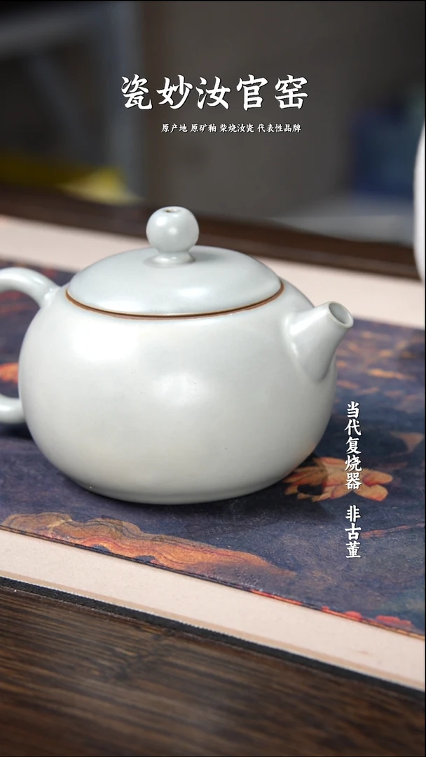 壶陶瓷妙柴窑柴烧汝瓷收藏级月白西施壶