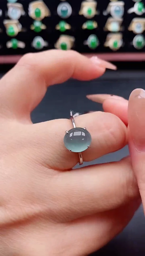 银S925镶嵌戒指翡翠1