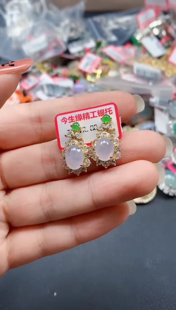 银S925镶嵌戒指翡翠天然A货缅甸翡翠