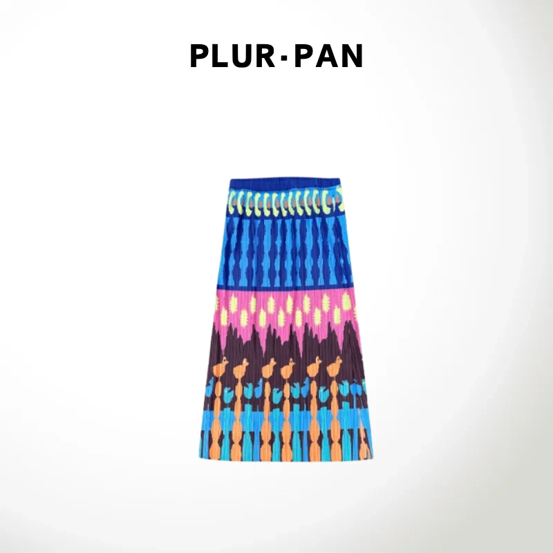 PLUR·PAN三宅工艺  气质印花大摆显瘦半身裙 112