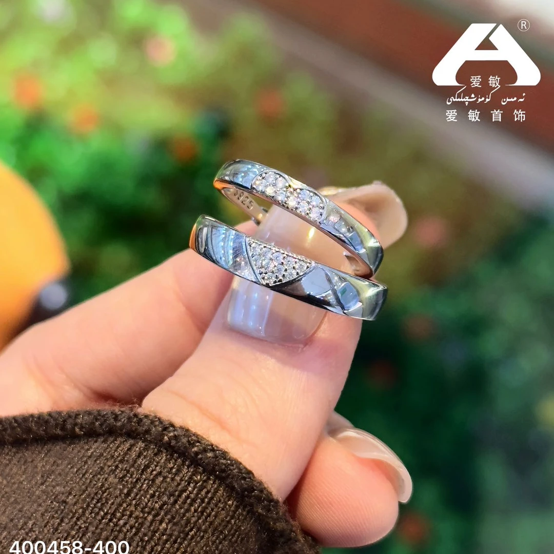 925银莫桑石戒指 爱敏首饰戒指400458