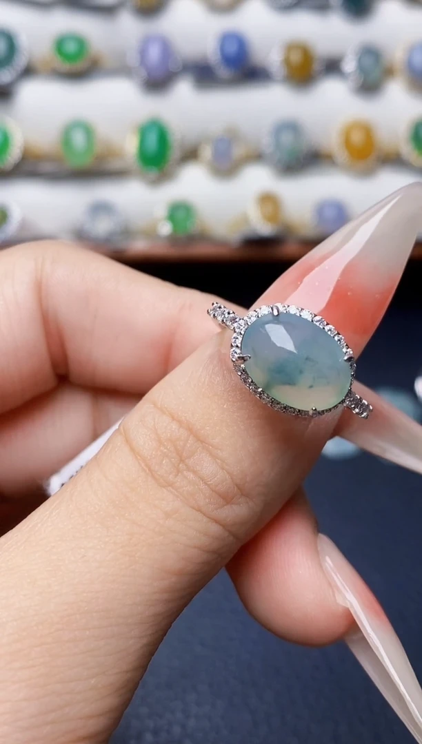 银S925镶嵌戒指翡翠4563