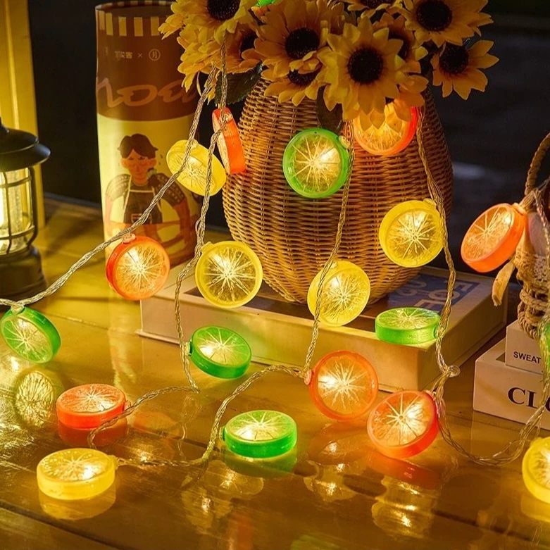 led柠檬片水果小灯串网红后备箱夜市摆摊彩灯闪灯满天星INS装饰灯
