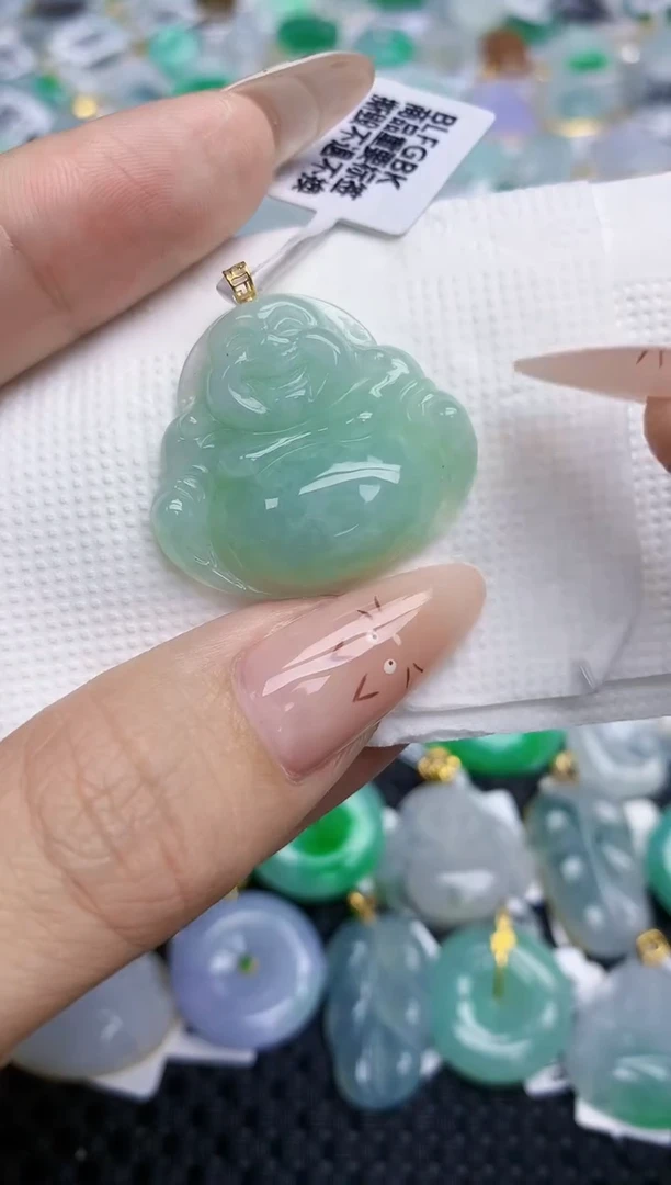翡翠18K金镶嵌颈饰352   天然翡翠A货