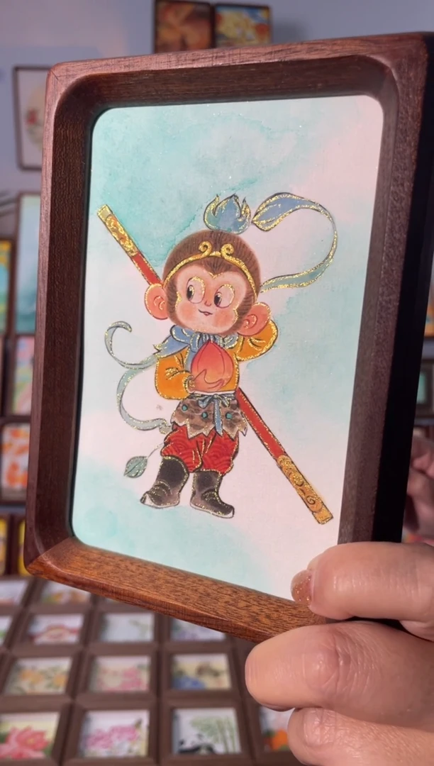 【闪购商品】国画【悟空】手绘装饰画摆台