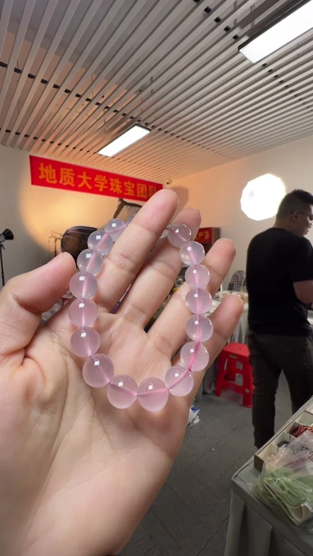 未镶嵌手链水晶约12mm高品质粉水晶圆珠单圈手串