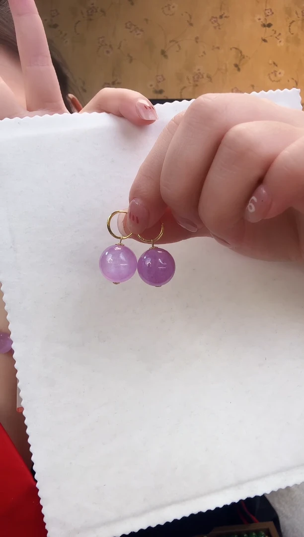 【闪购商品】锂辉石耳饰未镶嵌紫锂辉耳饰约16M