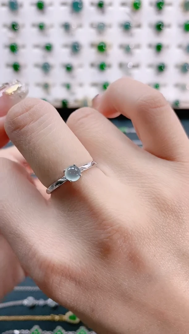 【闪购商品】翡翠戒指银S925镶嵌天然翡翠