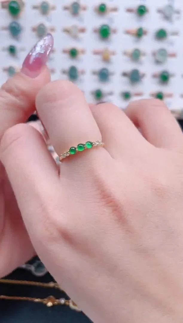 银S925镶嵌戒指翡翠天然翡翠