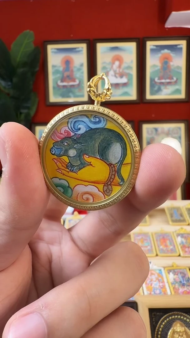 吊坠黄c-热贡纯手绘-毛毛