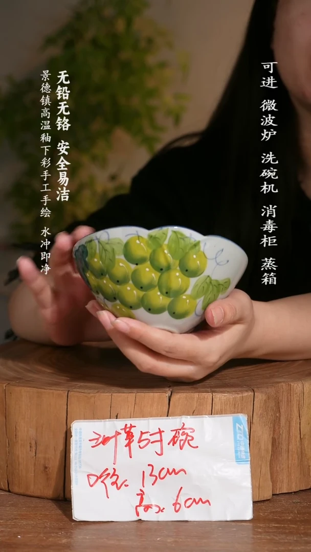 碗陶瓷景德镇高温瓷釉下彩手绘陶瓷