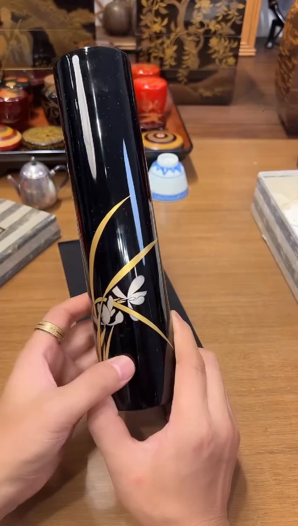金银莳绘花器 大漆漆器大漆漆器