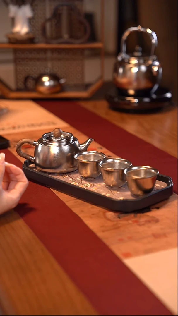 钛合金纯钛茶壶一壶三杯