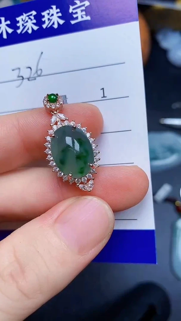 翡翠戒指银S925镶嵌3260