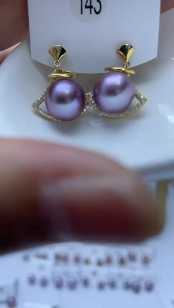 银S925镶嵌耳饰淡水珍珠143