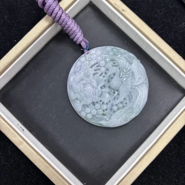 翡翠A货缅凤朝牡丹吊坠（拍一个发一个多样性发货）52*8-561261