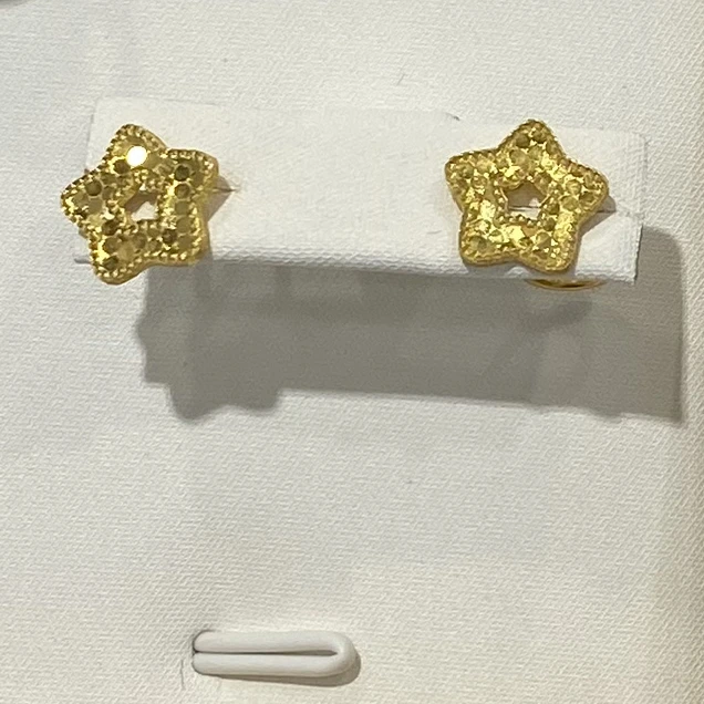 足金5G鱼鳞爆闪星星耳钉dx