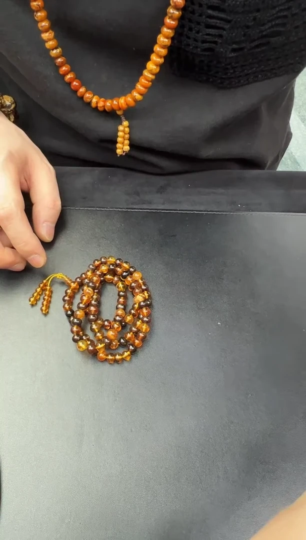 未镶嵌琥珀裸石抚顺多宝108素圈  HC0730-16 多样性发其一