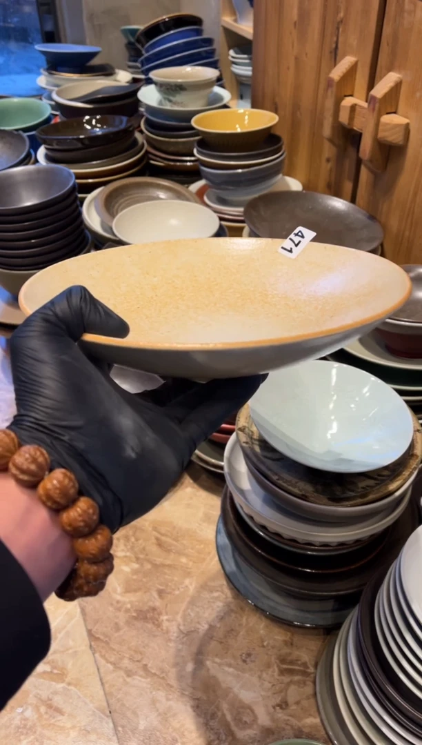 【闪购商品】瓷片471，志野小足锅盘菜盘