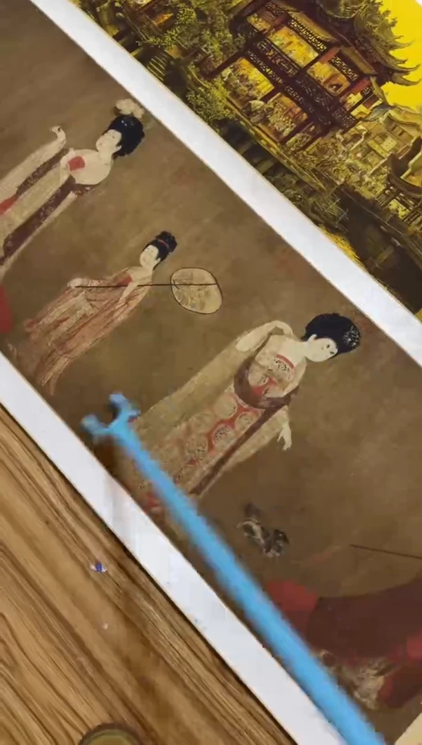 横款簪花仕女图 清仓处理字画 所见即所得