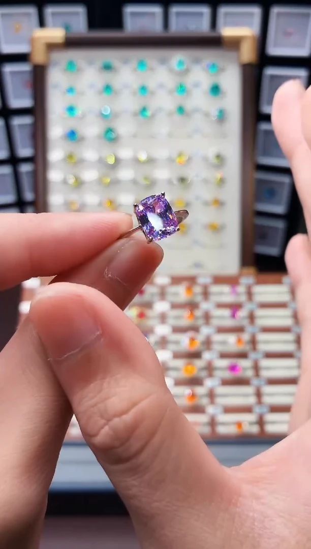 戒指彩色蓝宝石银S925镶嵌1888