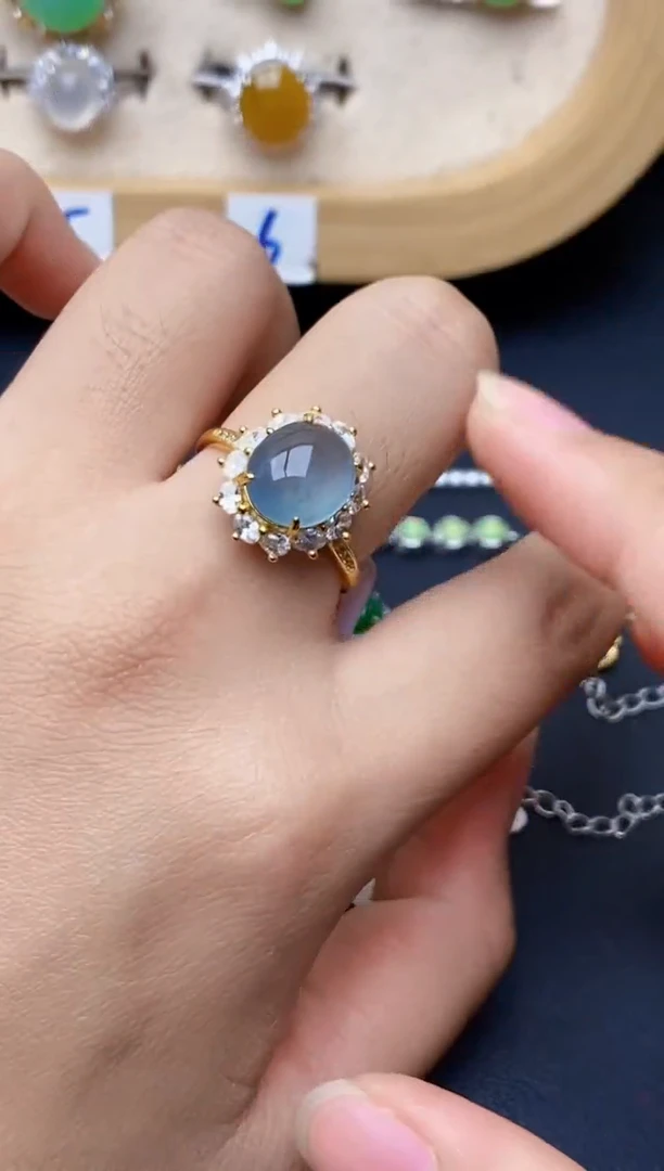 银S925镶嵌戒指翡翠8055