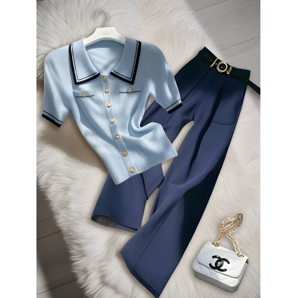 2025新款夏季出行衣服女爆款小众独特超好看气质上衣时尚直筒裤子