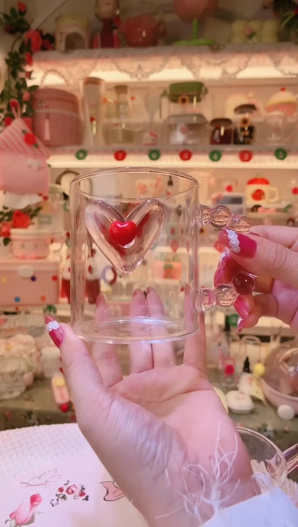 粉色爱心水杯——手工制作品质好！