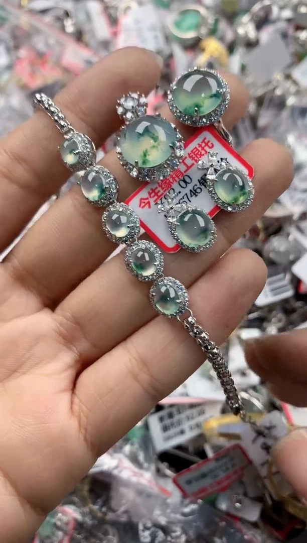 银S925镶嵌戒指翡翠15                9