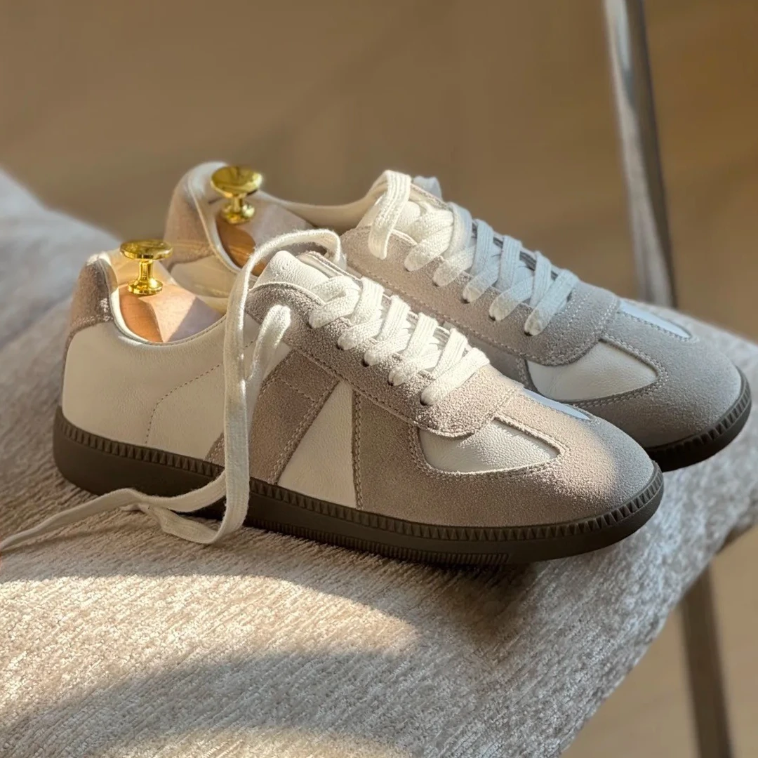 男女同款德训鞋高级感百搭鞋子小白鞋低帮情侣休闲时尚阿甘鞋