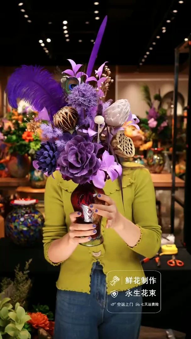 手工艺品琉璃手工花器花束空运包邮送货上门-以图片为准