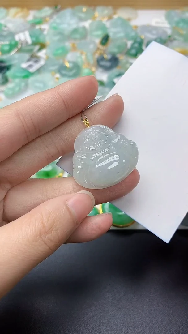 颈饰18K金镶嵌翡翠天然缅甸A货百元以上9元证书费自理