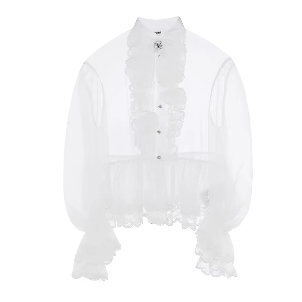 LeFame/拉飞姆2025秋季新款欧根纱波西风宫廷上衣LF25Q21SB294